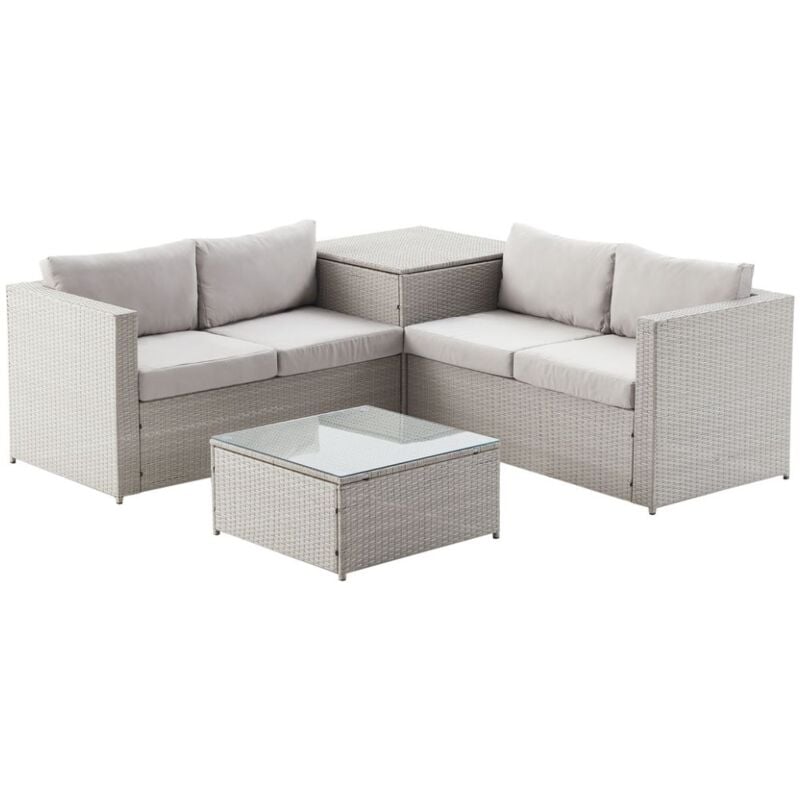 Silang gris claro: mueble de jardín de resina trenzada para 4 personas con caja integrada - Gris
Silang gris claro: mueble de jardín de resina trenzada para 4 personas con caja integrada - Gris