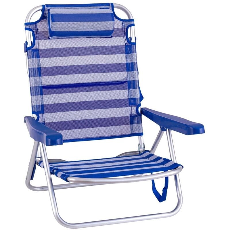Lolahome - Silla playa con cojín de 4 posiciones azul y blanco de aluminio y textileno de 61x47x80 cm
Lolahome - Silla playa con cojín de 4 posiciones azul y blanco de aluminio y textileno de 61x47x80 cm