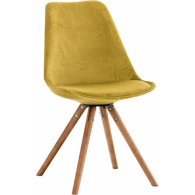 Silla en Terciopelo Pegleg Rund Amarillo Nogal