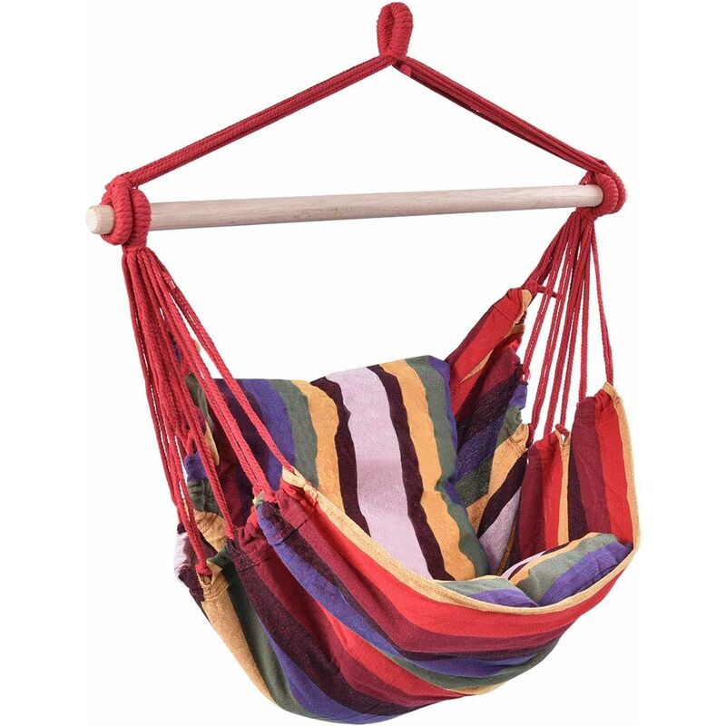 Silla Hamaca Colgante con 2 Cojines Columpio de Algodón Carga hasta 120kg Asiento para Playa Terraza Hotel (Rojo)
Silla Hamaca Colgante con 2 Cojines Columpio de Algodón Carga hasta 120kg Asiento para Playa Terraza Hotel (Rojo)