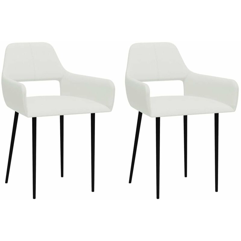Happyshopping - Sillas de comedor 2 unidades de tela blancas 
Happyshopping - Sillas de comedor 2 unidades de tela blancas