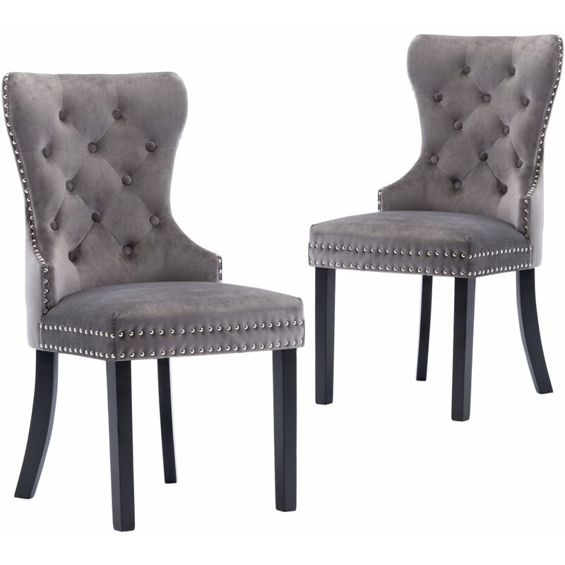 Sillas de comedor 2 unidades de terciopelo gris