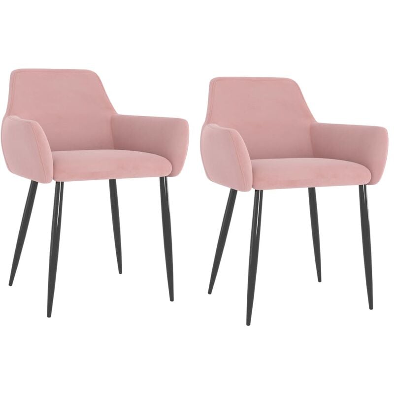 Sillas de comedor 2 unidades de terciopelo rosa 
Sillas de comedor 2 unidades de terciopelo rosa