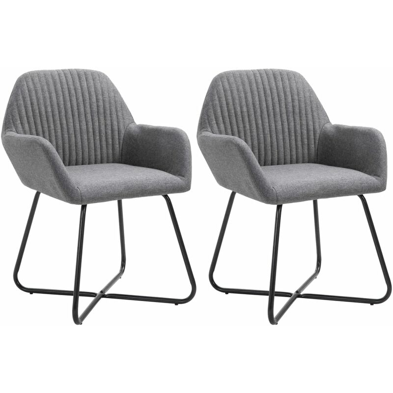 Sillas de comedor 2 unidades tela gris oscuro - Gris