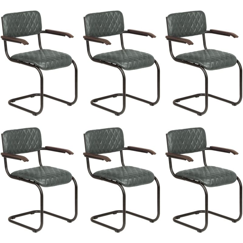 Sillas de Comedor Cuero Auténtico 6 Unidades Gris con Reposabrazos - Gris - Vidaxl
Sillas de Comedor Cuero Auténtico 6 Unidades Gris con Reposabrazos - Gris - Vidaxl