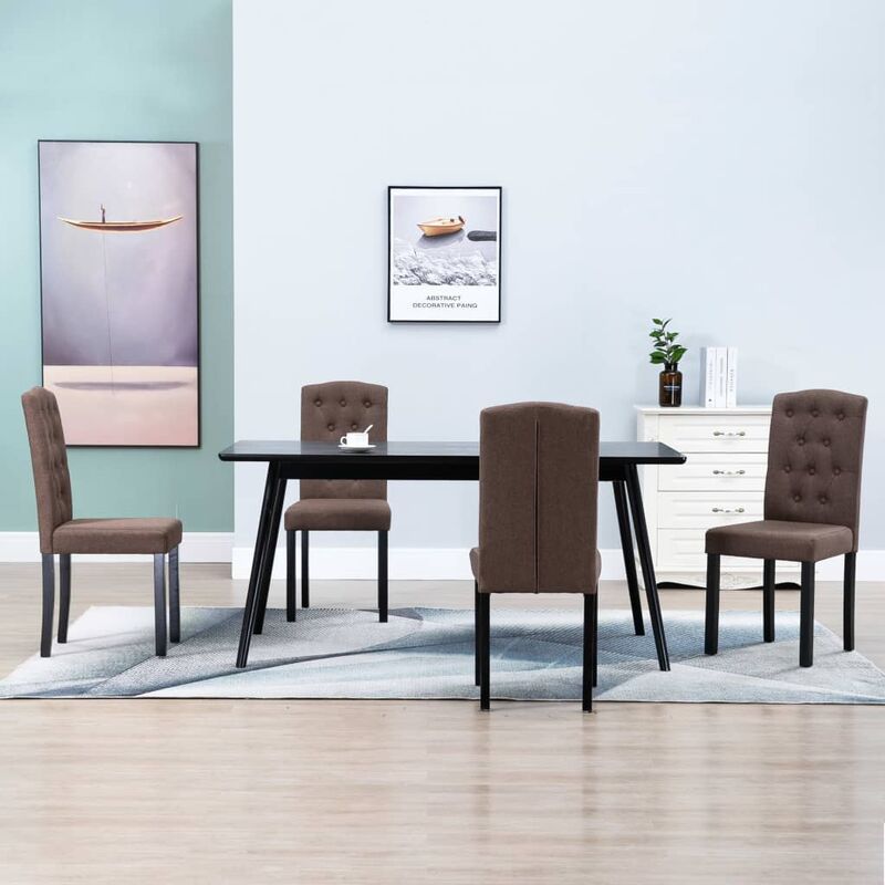 Sillas de comedor 4 unidades de tela marrón