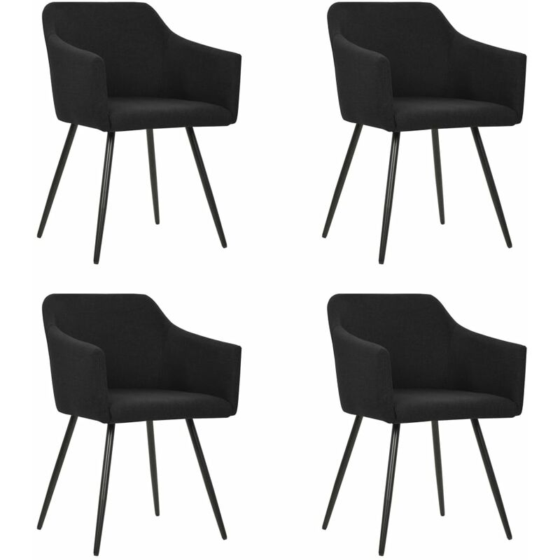 Sillas de comedor 4 unidades tela negro