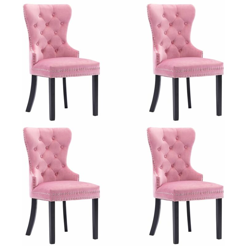 Sillas de comedor 4 unidades terciopelo rosa