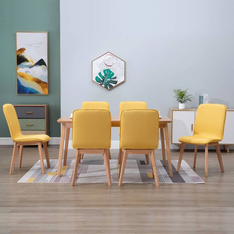 Youthup - Sillas de comedor 6 uds tela amarilla y madera maciza de roble - Amarillo
Youthup - Sillas de comedor 6 uds tela amarilla y madera maciza de roble - Amarillo
