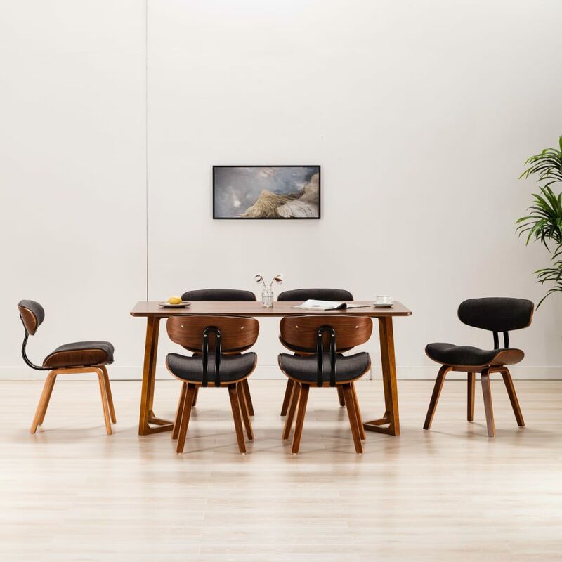 Sillas de comedor 6 unidades de madera curvada y tela