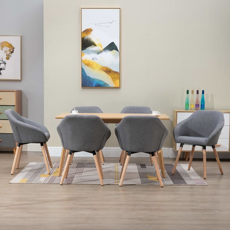 Sillas de comedor 6 unidades tela gris claro