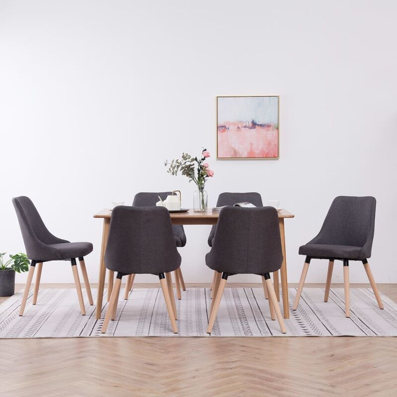 Sillas de comedor 6 unidades tela gris oscuro