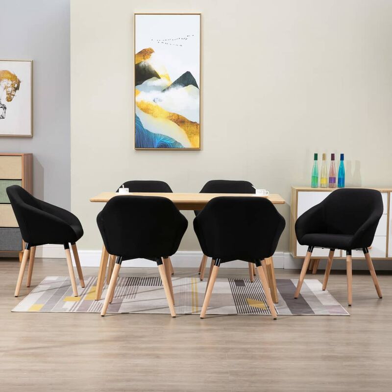 Sillas de comedor 6 unidades tela negro