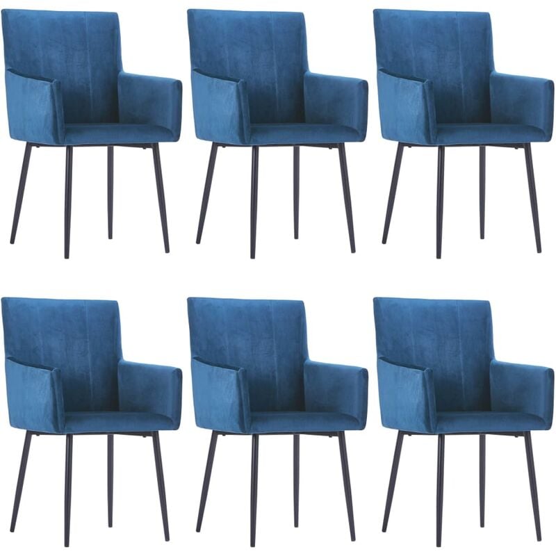 Sillas de Comedor con Reposabrazos Terciopelo 6 Unidades Azul - Azul - Vidaxl
Sillas de Comedor con Reposabrazos Terciopelo 6 Unidades Azul - Azul - Vidaxl