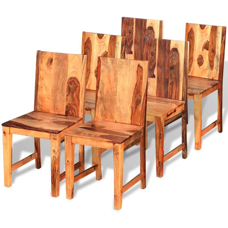 vidaXL Maciza de Sheesham Sillas de Comedor 6 Unidades - Marrón