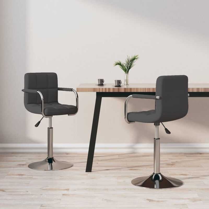 Sillas de comedor giratorias 2 unidades tela gris oscuro