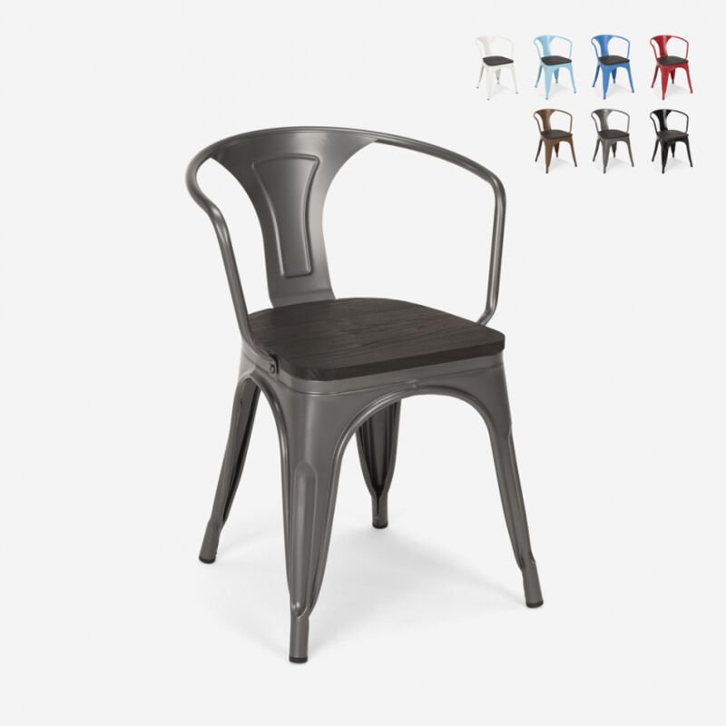 Sillas de diseño de metal y madera estilo industrial tolix cocinas de bar Steel Wood Arm | Gris Oscuro
Sillas de diseño de metal y madera estilo industrial tolix cocinas de bar Steel Wood Arm | Gris Oscuro
