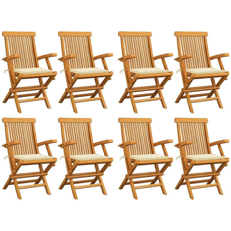 Happyshopping - Sillas de jardin 8 uds madera maciza de teca con cojines crema
Happyshopping - Sillas de jardin 8 uds madera maciza de teca con cojines crema