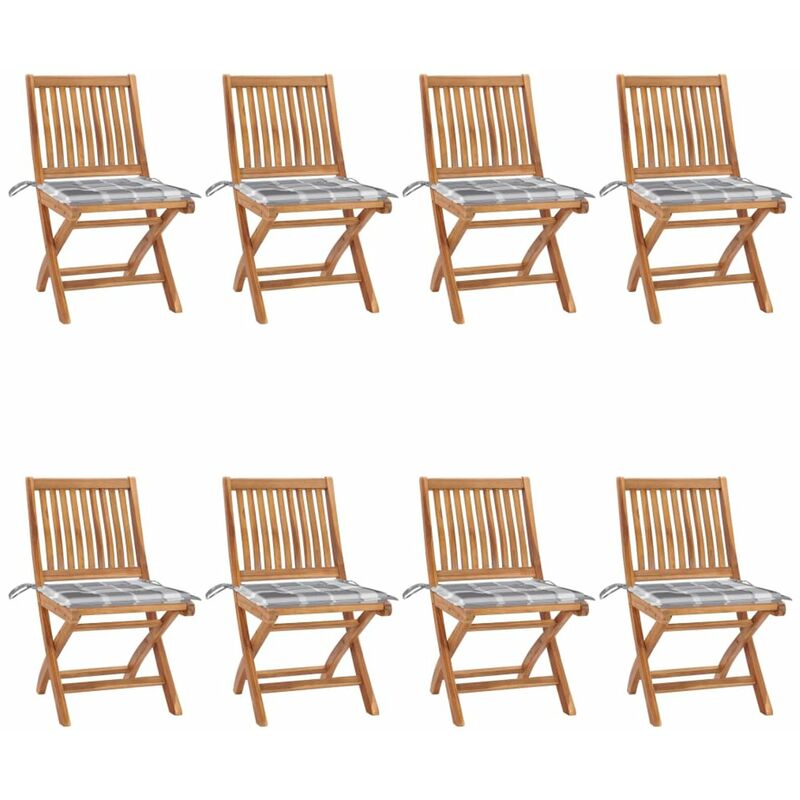 Happyshopping - Sillas de jardin plegables 8 uds madera maciza teca con cojines
Happyshopping - Sillas de jardin plegables 8 uds madera maciza teca con cojines