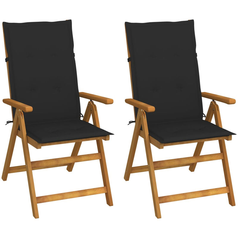 Sillas de jardin reclinables 2 uds madera maciza acacia cojines 
Sillas de jardin reclinables 2 uds madera maciza acacia cojines
