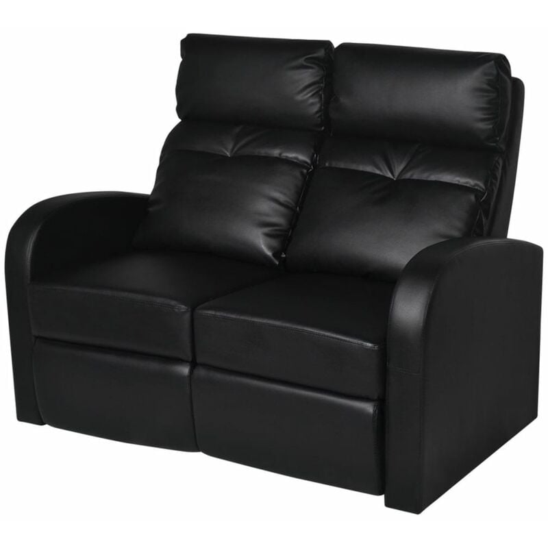 Youthup - Sillón reclinable de 2 plazas de cuero artificial negro - Negro
