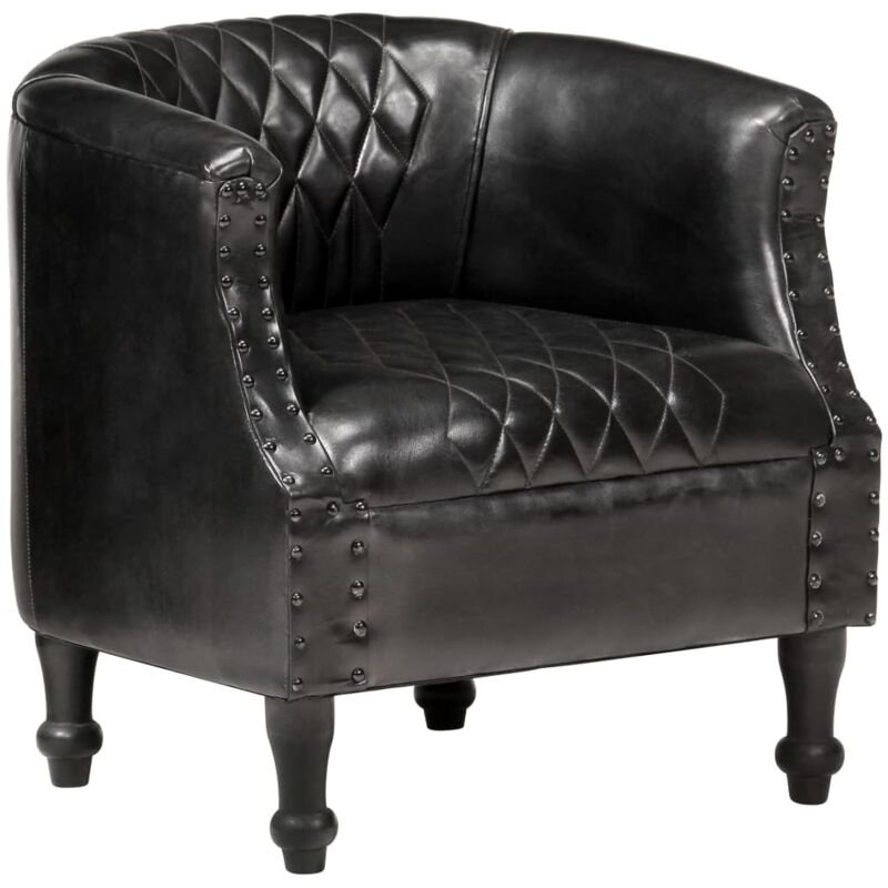 Sillón con Diseño de Cubo Cuero Auténtico 62x58x65 cm Negro - Negro - Vidaxl 
Sillón con Diseño de Cubo Cuero Auténtico 62x58x65 cm Negro - Negro - Vidaxl