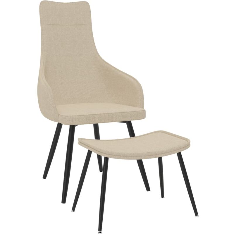 Sillón con reposapiés de tela crema