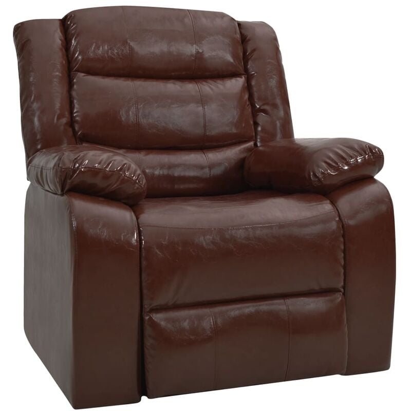 Sillón reclinable cuero sintético marrón