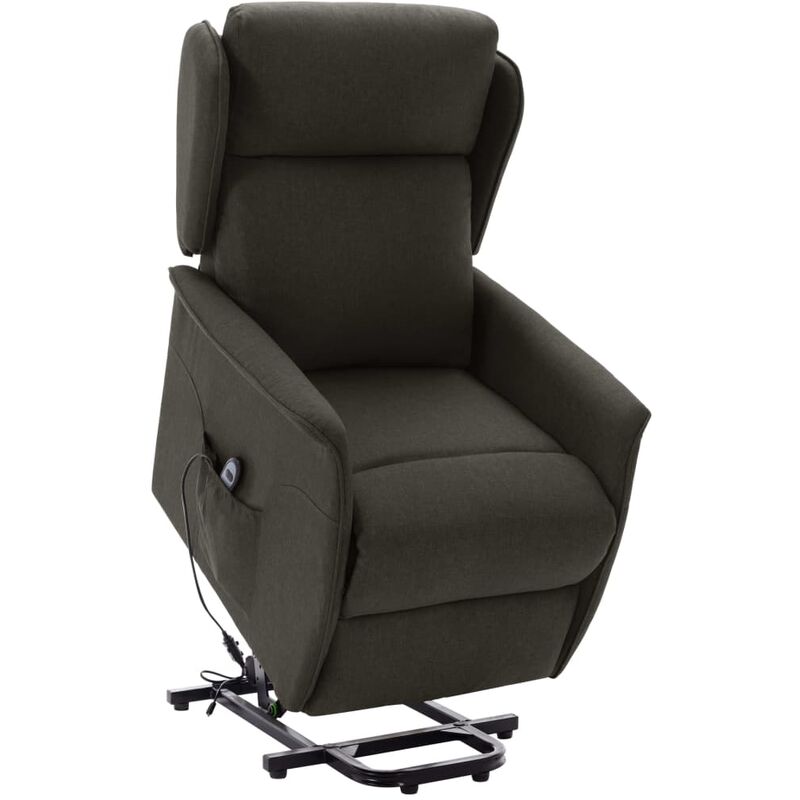 Sillón reclinable de pie de tela gris taupe