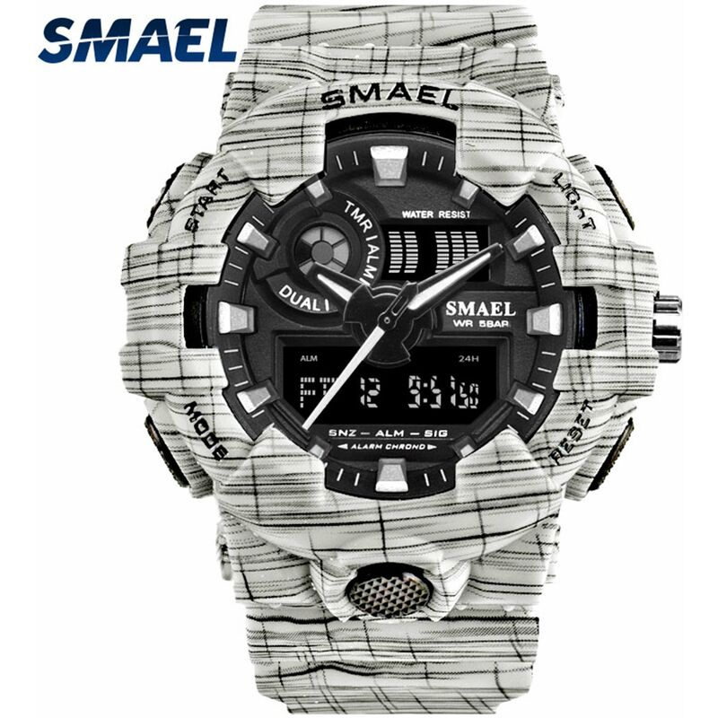 8001 Reloj de pulsera para hombre deportivo al aire libre a prueba de golpes Elegante reloj multifuncional de cuarzo + reloj electronico de doble
8001 Reloj de pulsera para hombre deportivo al aire libre a prueba de golpes Elegante reloj multifuncional de cuarzo + reloj electronico de doble