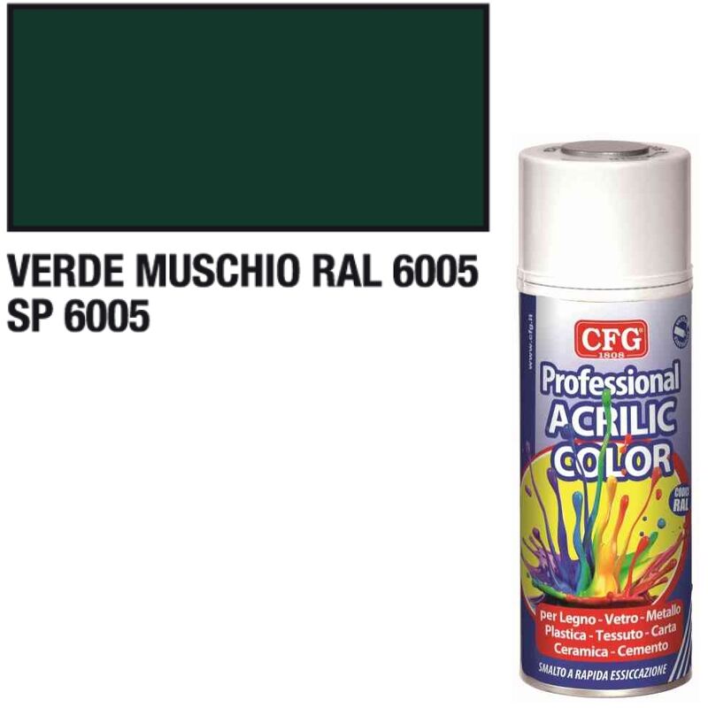 Smalto Acrilico CFG Verde Muschio RAL6005 Spray Vernice Multiuso 400ml