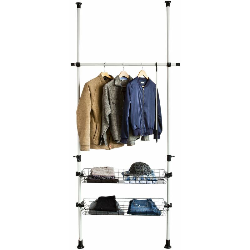 ® Sistema de perchero extensible (85 x 38 x 103-278 cm), metal y plástico, 2 cestas, FRG107, ES - Sobuy
® Sistema de perchero extensible (85 x 38 x 103-278 cm), metal y plástico, 2 cestas, FRG107, ES - Sobuy