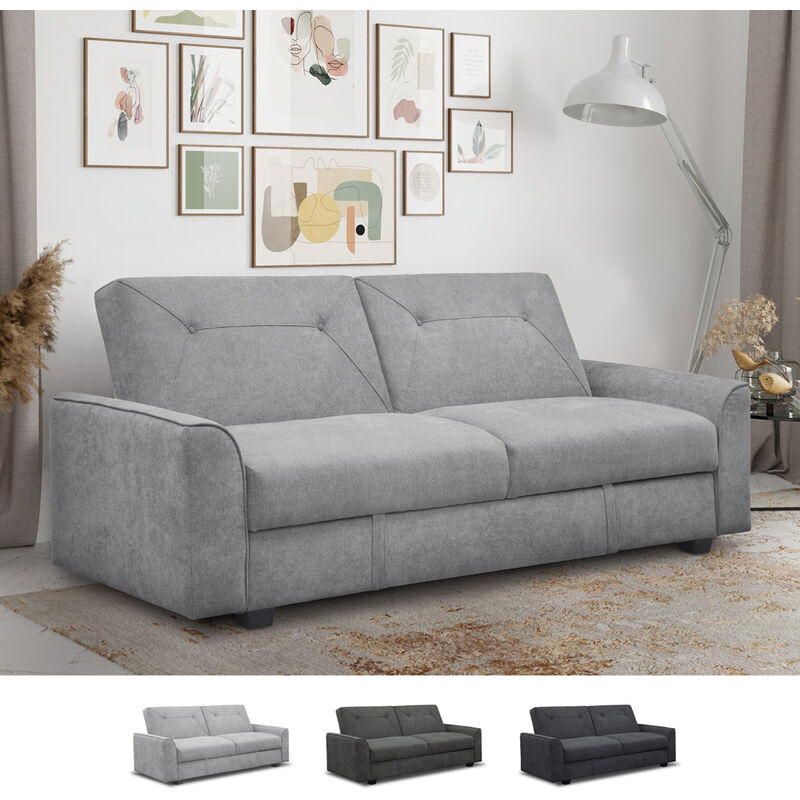 Sofá cama clic clac diseño moderno de 3 plazas en tejido de gamuza Verto | Gris claro
Sofá cama clic clac diseño moderno de 3 plazas en tejido de gamuza Verto | Gris claro