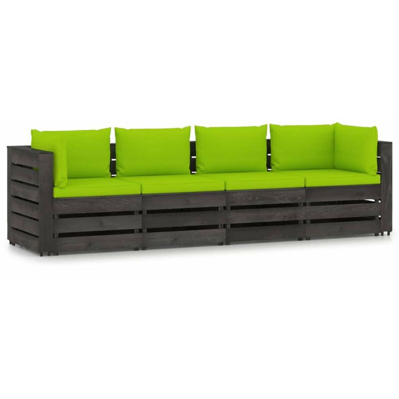 Sofa de jardin de 4 plazas con cojines madera impregnada gris
Sofa de jardin de 4 plazas con cojines madera impregnada gris