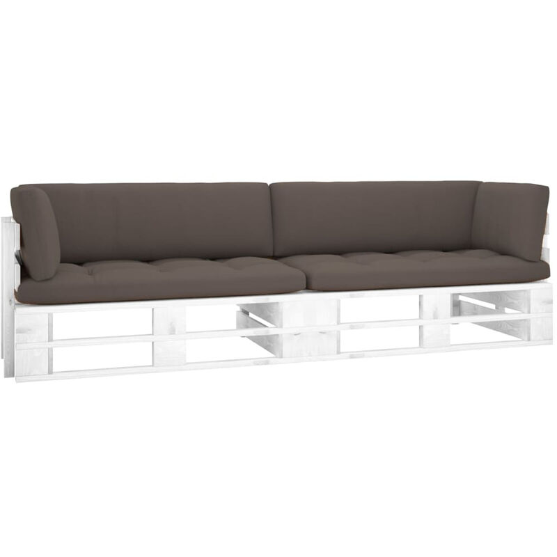 Happyshopping - Sofa de palets 2 plazas cojines blanco madera pino impregnada
Happyshopping - Sofa de palets 2 plazas cojines blanco madera pino impregnada