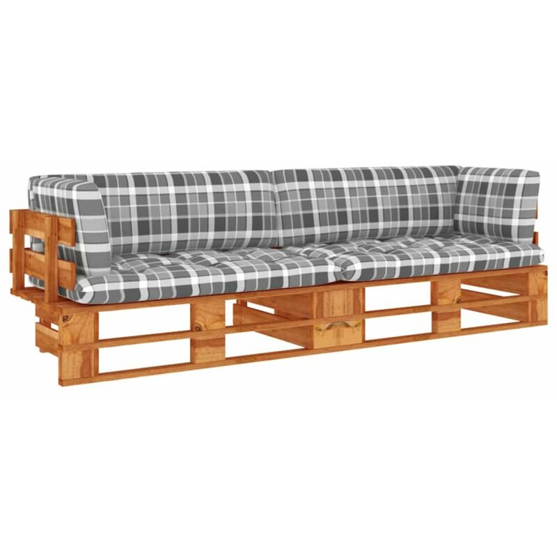 Happyshopping - Sofa de palets 2 plazas cojines marron miel pino impregnada
Happyshopping - Sofa de palets 2 plazas cojines marron miel pino impregnada