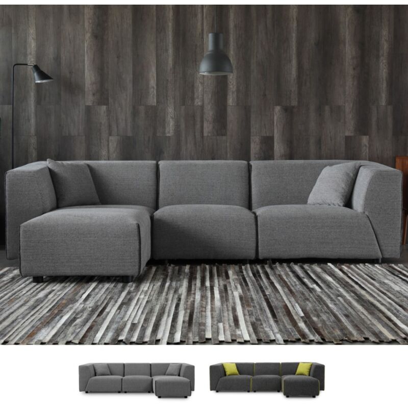 Sofá modular de 3 plazas de estilo moderno en tejido con puf Jantra | Color: Gris claro
Sofá modular de 3 plazas de estilo moderno en tejido con puf Jantra | Color: Gris claro