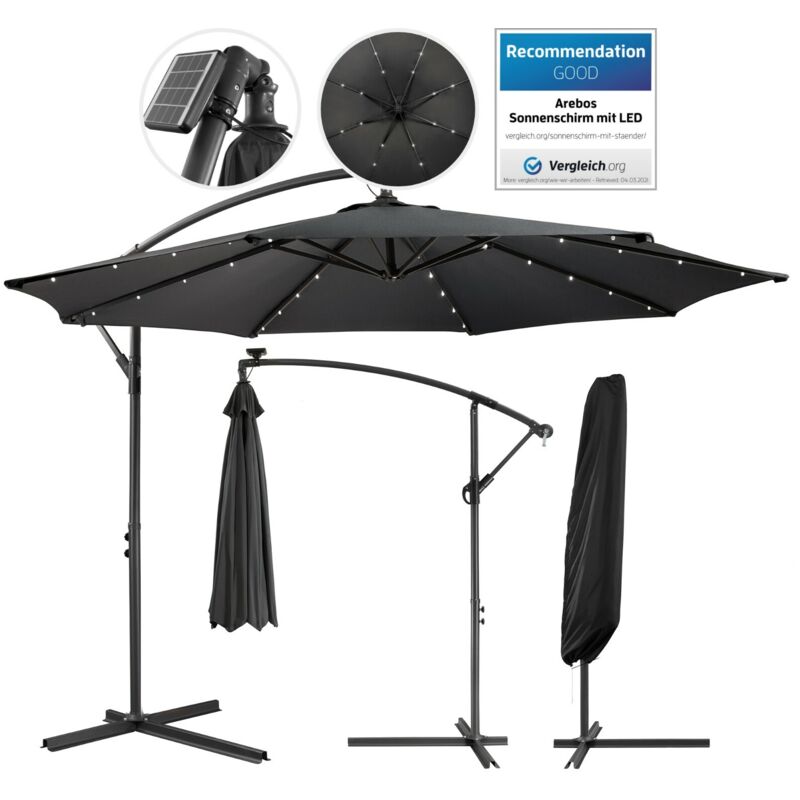 Parasol AREBOS para jardín y terrazas iluminación LED Antracita Ø3 Protección UV - Antracita
Parasol AREBOS para jardín y terrazas iluminación LED Antracita Ø3 Protección UV - Antracita
