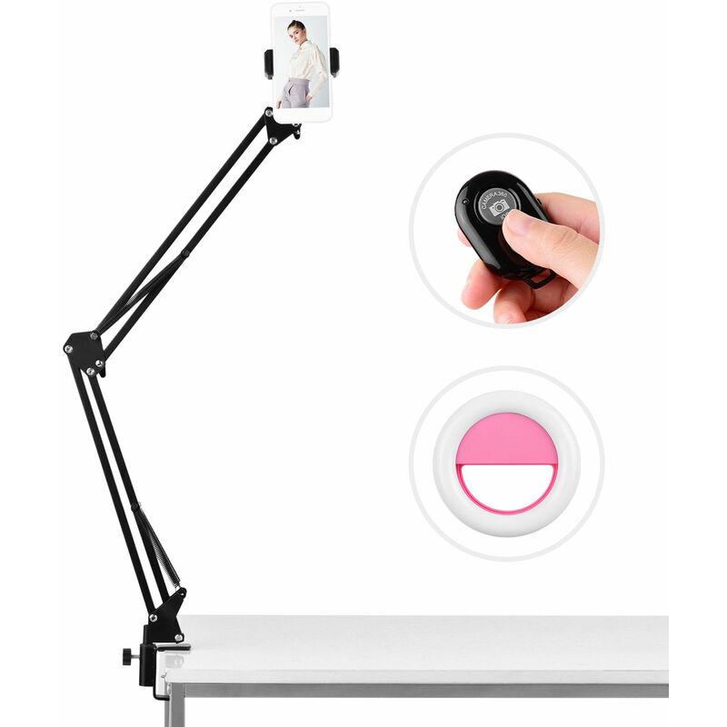 Happyshopping - Soporte de metal ajustable Soporte de brazo de tijera de suspension + Soporte para telefono + Adaptador de cabezal de bola + Mini luz
Happyshopping - Soporte de metal ajustable Soporte de brazo de tijera de suspension + Soporte para telefono + Adaptador de cabezal de bola + Mini luz