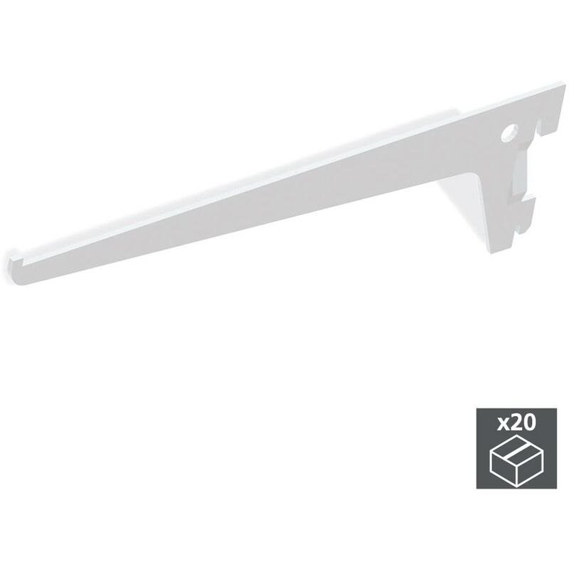 Soporte para estante de madera/cristal perfil paso 50 mm 400 mm Acero Blanco 20 uds Emuca
Soporte para estante de madera/cristal perfil paso 50 mm 400 mm Acero Blanco 20 uds Emuca