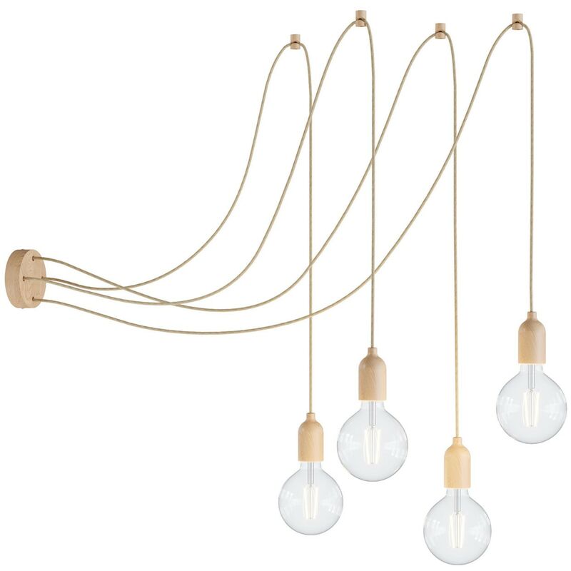 Creative Cables - Spider a pared - Lámpara de suspensión múltiple con 4 caídas Made in Italy con cable textil y acabados en madera | Con bombilla
Creative Cables - Spider a pared - Lámpara de suspensión múltiple con 4 caídas Made in Italy con cable textil y acabados en madera | Con bombilla