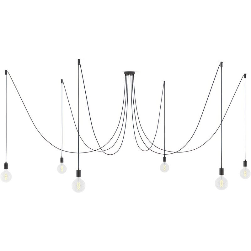 Spider - Lámpara colgante con 6 caídas Made in Italy con cable textil y acabados metálicos | Con bombilla - Negro - Negro
Spider - Lámpara colgante con 6 caídas Made in Italy con cable textil y acabados metálicos | Con bombilla - Negro - Negro