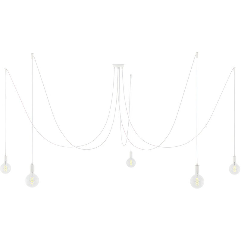 Spider - Lámpara colgante múltiple con 5 colgantes Made in Italy con cable textil y acabados metálicos | Con bombilla - Blanco - Blanco
Spider - Lámpara colgante múltiple con 5 colgantes Made in Italy con cable textil y acabados metálicos | Con bombilla - Blanco - Blanco