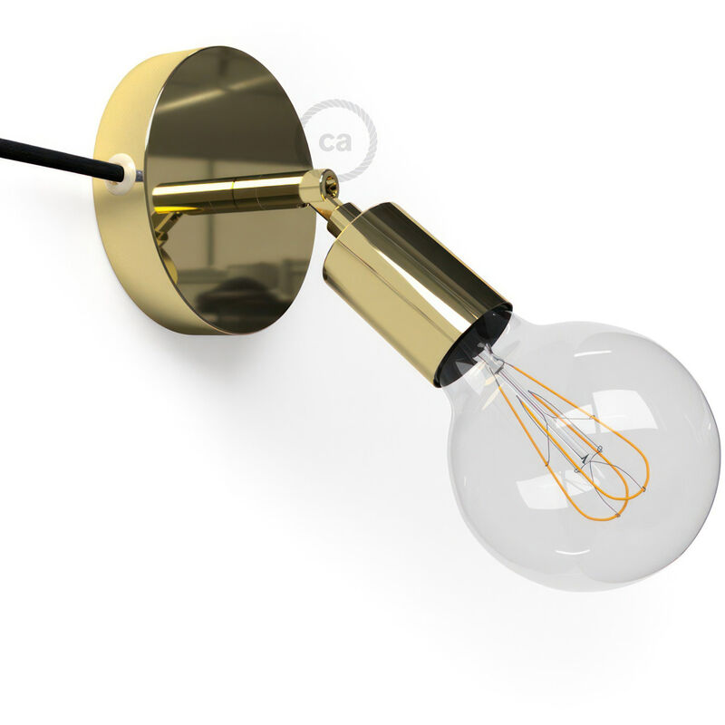 Spostaluce Metálico punto de luz orientable 90°, con bombilla, cable textil y agujeros laterales | Con bombilla - Latón - Latón
Spostaluce Metálico punto de luz orientable 90°, con bombilla, cable textil y agujeros laterales | Con bombilla - Latón - Latón