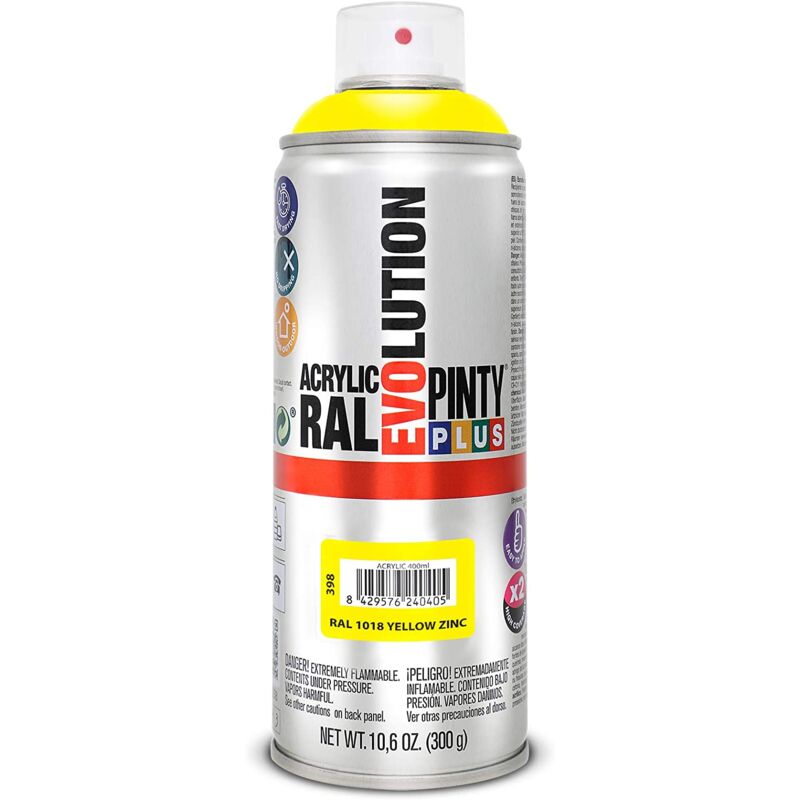 SPRAY ACRILICO BRILLANTE PINTYPLUS RAL 400 ML | RAL: RAL 1018 Amarillo de zinc - RAL 1018 Amarillo de zinc
SPRAY ACRILICO BRILLANTE PINTYPLUS RAL 400 ML | RAL: RAL 1018 Amarillo de zinc - RAL 1018 Amarillo de zinc