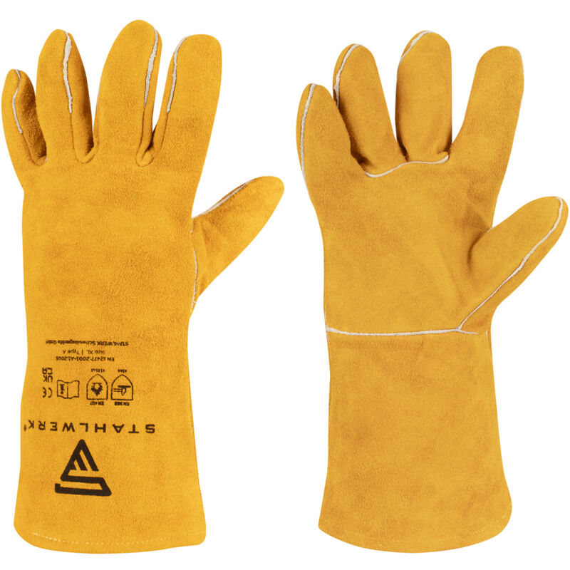 guantes de soldadura hechos de cuero robusto a resistente al calor, de alta calidad y con buena adaptación - Stahlwerk
guantes de soldadura hechos de cuero robusto a resistente al calor, de alta calidad y con buena adaptación - Stahlwerk
