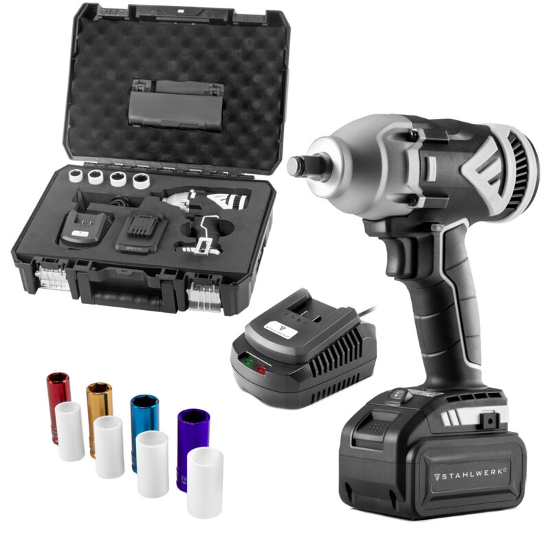 Stahlwerk - llave de impacto con acumulador brushless sin escobillas 20 V 500 Nm par motor 1/2 pulgada asiento de herramienta motor sin desgaste
Stahlwerk - llave de impacto con acumulador brushless sin escobillas 20 V 500 Nm par motor 1/2 pulgada asiento de herramienta motor sin desgaste