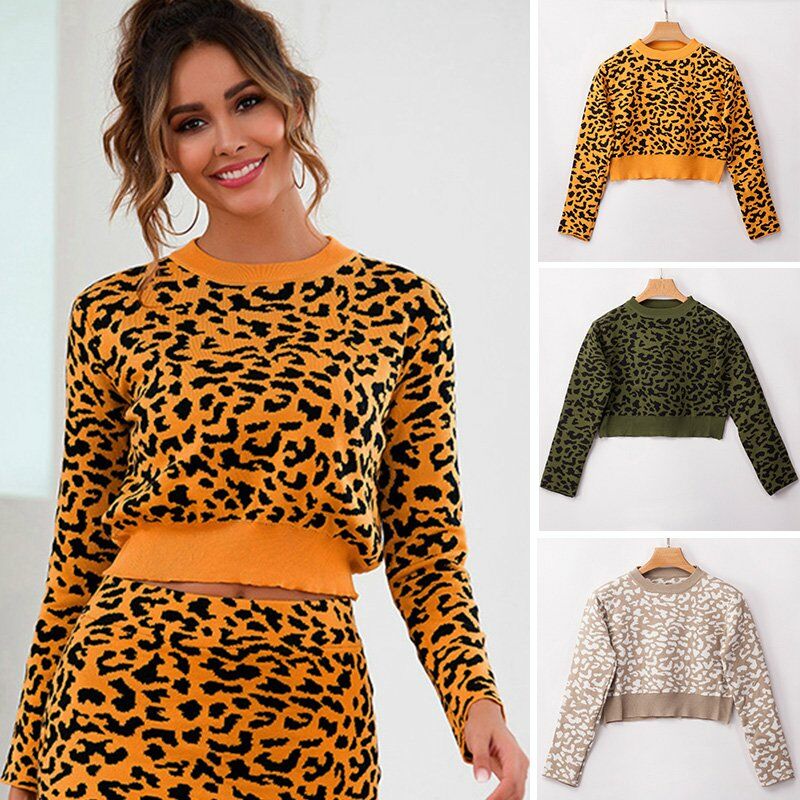 Sueter de punto para mujer, Top corto de leopardo, cuello redondo, mangas largas, jerseys sueltos, Otono Invierno, Top de punto informal,Amarillo, M
Sueter de punto para mujer, Top corto de leopardo, cuello redondo, mangas largas, jerseys sueltos, Otono Invierno, Top de punto informal,Amarillo, M
