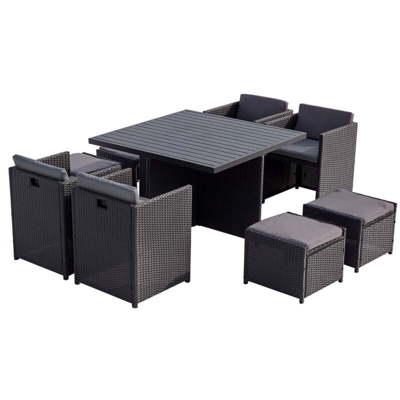 Sunset 8: Conjunto de jardín encastrable de 8 plazas de resina trenzada y aluminio negro/gris - Negro/Gris
Sunset 8: Conjunto de jardín encastrable de 8 plazas de resina trenzada y aluminio negro/gris - Negro/Gris