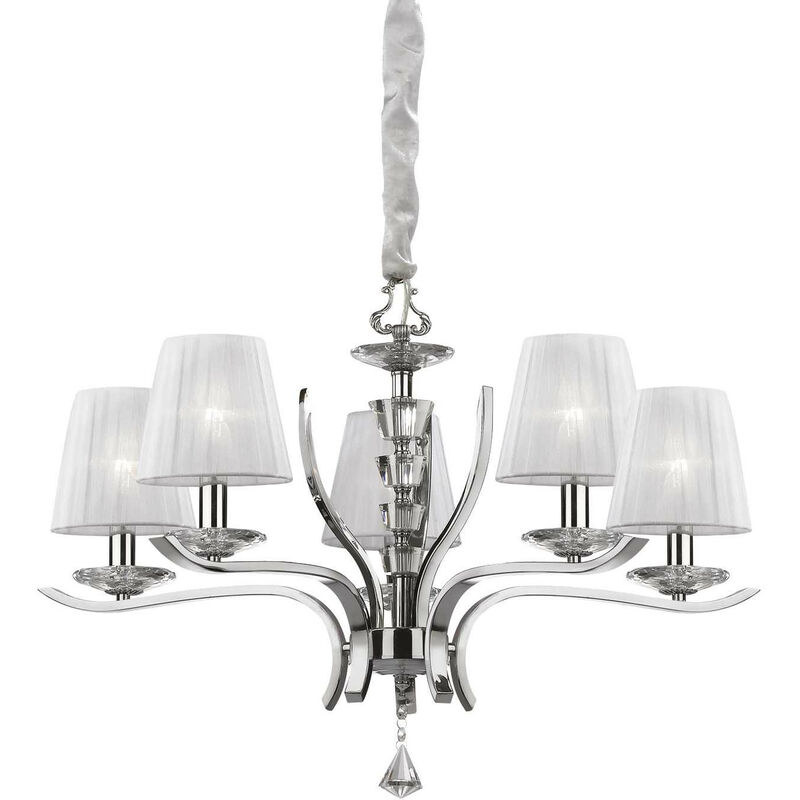 Ideal Lux Pegaso - 5 Lámpara de araña de cristal claro con varios brazos, cromo, acabado blanco, E14
Ideal Lux Pegaso - 5 Lámpara de araña de cristal claro con varios brazos, cromo, acabado blanco, E14